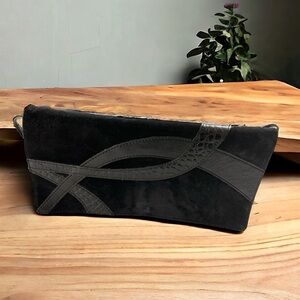 Banana Republic Black /Suede Leather Purse Handbag Shoulder Bag Co